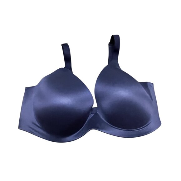 Victorias Secret Bra Lined Semi Demi Bra size 38DD Dark Blue Wireless - Picture 1 of 7